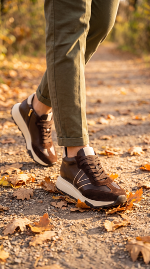 Adidași Femei Maro Piele și Piele Întoarsă Casual Confortabili