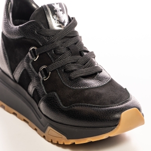 Ghete sport VOETTI pentru femei din piele întoarsă/piele neagră